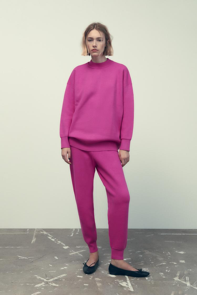 Oversized knit sweatshirt zara sale